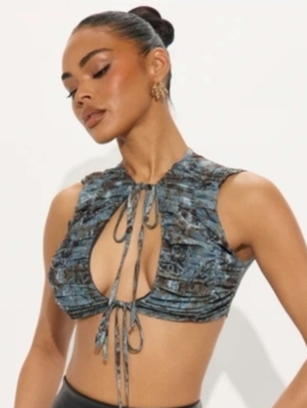 NEW! Fashion Nova Teal and Black Crop Top